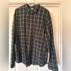 Old Navy Men's Dark Green Plaid Button Down Shirt